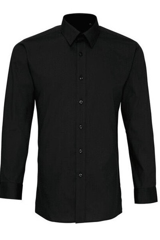 Premier Workwear PR204 - Mens Fitted Long Sleeve Formal Poplin Shirt