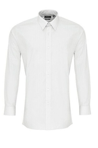 Premier Workwear PR204 - Mens Fitted Long Sleeve Formal Poplin Shirt