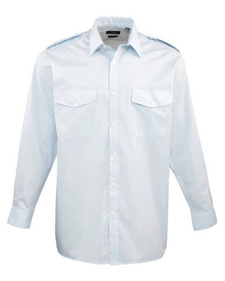 Premier Workwear PR210 - Mens Long Sleeve Pilot Shirt with Epaulettes