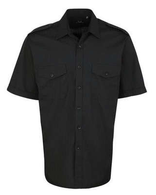 Premier Workwear PR212 - Mens Short Sleeve Pilot Shirt with Epaulettes