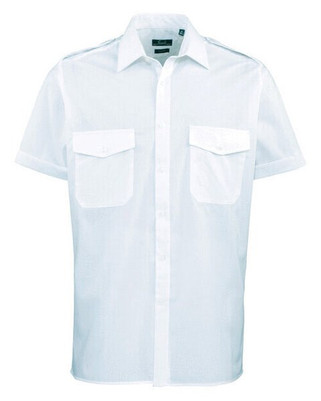 Premier Workwear PR212 - Mens Short Sleeve Pilot Shirt with Epaulettes