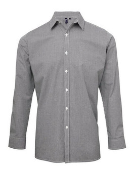 Premier Workwear PR220 - Men's Semi-Fitted Gingham Cotton Long Sleeve Shirt