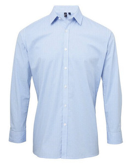 Premier Workwear PR220 - Men's Semi-Fitted Gingham Cotton Long Sleeve Shirt