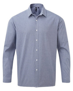 Premier Workwear PR220 - Mens Semi-Fitted Gingham Cotton Long Sleeve Shirt