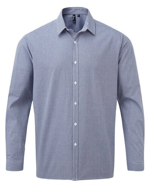 Premier Workwear PR220 - Men's Semi-Fitted Gingham Cotton Long Sleeve Shirt