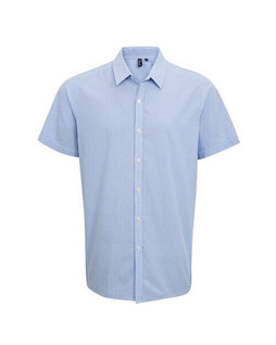 PREMIER WORKWEAR PR221 - MENS SHORT SLEEVE GINGHAM COTTON MICROCHECK SHIRT