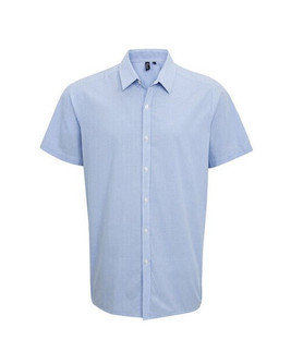 PREMIER WORKWEAR PR221 - MENS SHORT SLEEVE GINGHAM COTTON MICROCHECK SHIRT
