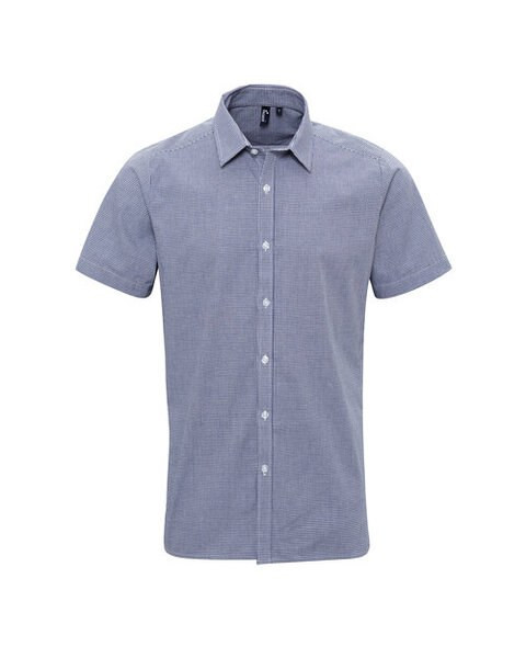 PREMIER WORKWEAR PR221 - MENS SHORT SLEEVE GINGHAM COTTON MICROCHECK SHIRT