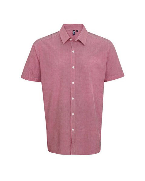 PREMIER WORKWEAR PR221 - MENS SHORT SLEEVE GINGHAM COTTON MICROCHECK SHIRT