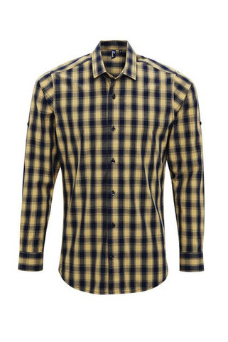 PREMIER WORKWEAR PR250 - MENS MULLIGAN CHECK LONG SLEEVE COTTON SHIRT