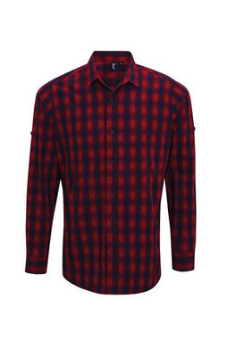 PREMIER WORKWEAR PR250 - MENS MULLIGAN CHECK LONG SLEEVE COTTON SHIRT