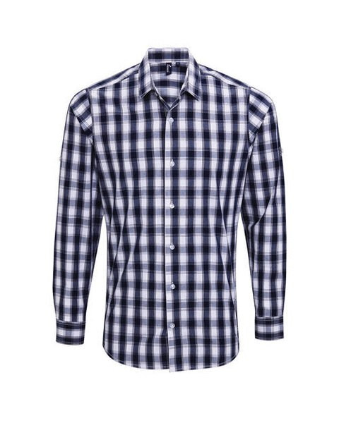 PREMIER WORKWEAR PR250 - MENS MULLIGAN CHECK LONG SLEEVE COTTON SHIRT
