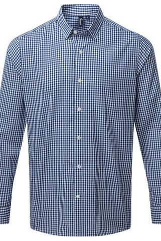 Premier Workwear PR252 - Mens Long Sleeve Checkered Easycare Shirt
