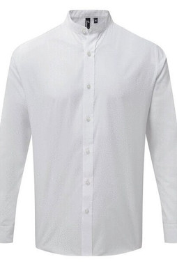Premier Workwear PR258 - Unisex Long Sleeve Grandad Collar Shirt with Pearl Buttons