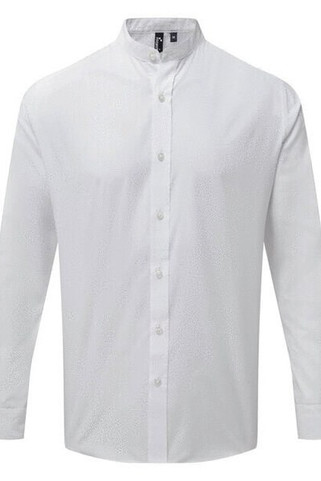 Premier Workwear PR258 - Unisex Long Sleeve Grandad Collar Shirt with Pearl Buttons