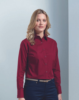 Premier Workwear PR300 - Elegant Womens Long Sleeve Poplin Blouse with Feminine Fit