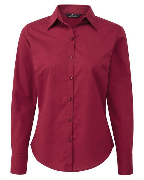 Premier Workwear PR300 - Elegant Women's Long Sleeve Poplin Blouse with Feminine Fit