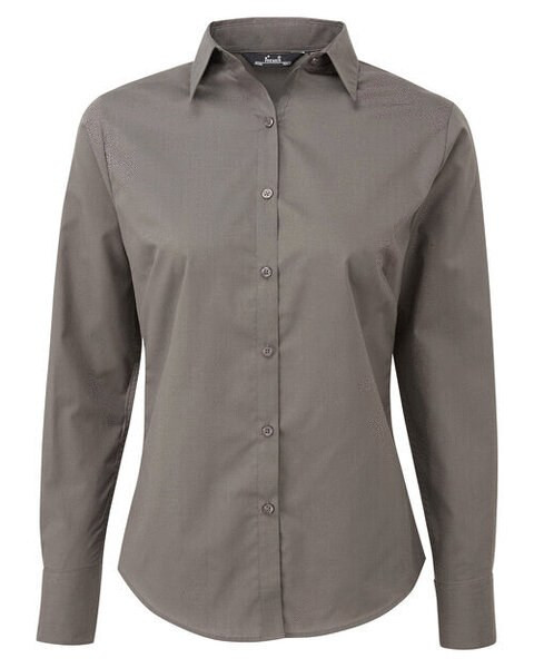Premier Workwear PR300 - Elegant Women's Long Sleeve Poplin Blouse with Feminine Fit