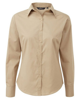 Premier Workwear PR300 - Elegant Women's Long Sleeve Poplin Blouse with Feminine Fit