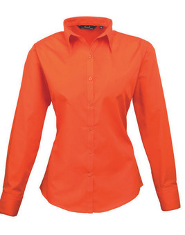 Premier Workwear PR300 - Elegant Women's Long Sleeve Poplin Blouse with Feminine Fit