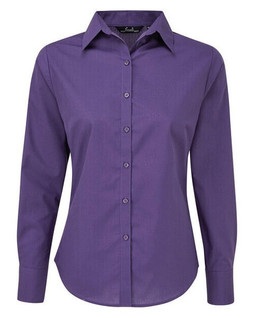 Premier Workwear PR300 - Elegant Womens Long Sleeve Poplin Blouse with Feminine Fit