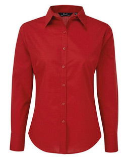 Premier Workwear PR300 - Elegant Womens Long Sleeve Poplin Blouse with Feminine Fit