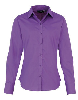 Premier Workwear PR300 - Elegant Womens Long Sleeve Poplin Blouse with Feminine Fit