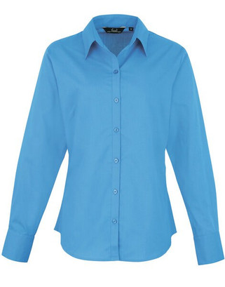 Premier Workwear PR300 - Elegant Womens Long Sleeve Poplin Blouse with Feminine Fit