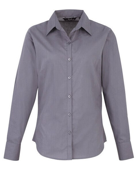 Premier Workwear PR300 - Elegant Women's Long Sleeve Poplin Blouse with Feminine Fit