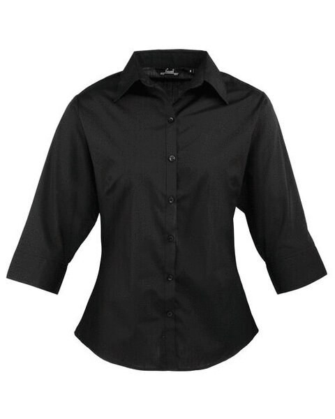Premier Workwear PR305 - Elegant Women's 3/4 Sleeve Poplin Blouse with Feminine Fit