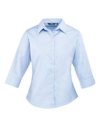 Premier Workwear PR305 - Elegant Womens 3/4 Sleeve Poplin Blouse with Feminine Fit