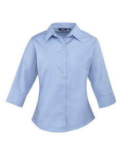 Premier Workwear PR305 - Elegant Womens 3/4 Sleeve Poplin Blouse with Feminine Fit