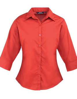 Premier Workwear PR305 - Elegant Women's 3/4 Sleeve Poplin Blouse with Feminine Fit