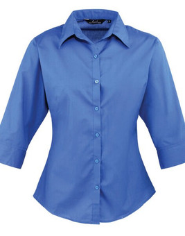 Premier Workwear PR305 - Elegant Women's 3/4 Sleeve Poplin Blouse with Feminine Fit