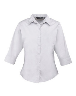Premier Workwear PR305 - Elegant Womens 3/4 Sleeve Poplin Blouse with Feminine Fit