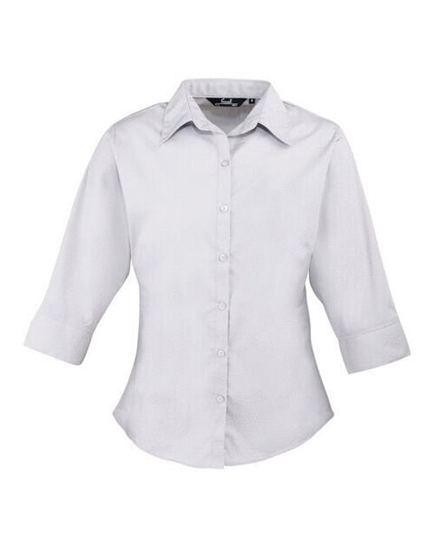 Premier Workwear PR305 - Elegant Women's 3/4 Sleeve Poplin Blouse with Feminine Fit