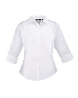 Premier Workwear PR305 - Elegant Womens 3/4 Sleeve Poplin Blouse with Feminine Fit