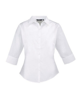 Premier Workwear PR305 - Elegant Women's 3/4 Sleeve Poplin Blouse with Feminine Fit