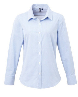 Premier Workwear PR320 - Womens Long Sleeve Gingham Check Cotton Shirt