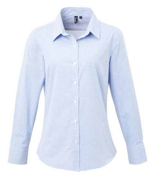 Premier Workwear PR320 - Women's Long Sleeve Gingham Check Cotton Shirt