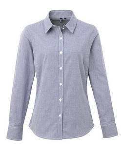 Premier Workwear PR320 - Womens Long Sleeve Gingham Check Cotton Shirt