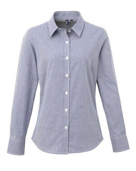 Premier Workwear PR320 - Women's Long Sleeve Gingham Check Cotton Shirt