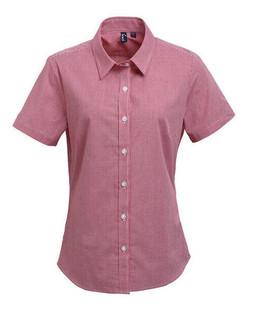 Premier Workwear PR321 - Womens Short Sleeve Gingham Cotton Shirt