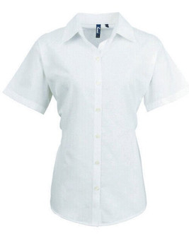 PREMIER WORKWEAR PR336 - LADIES SIGNATURE OXFORD SHORT SLEEVE BLOUSE