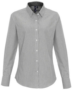 Premier Workwear PR338 - Womens Cotton-Poly Oxford Striped Semi-Fitted Shirt