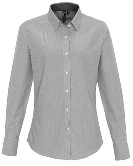 Premier Workwear PR338 - Women's Cotton-Poly Oxford Striped Semi-Fitted Shirt