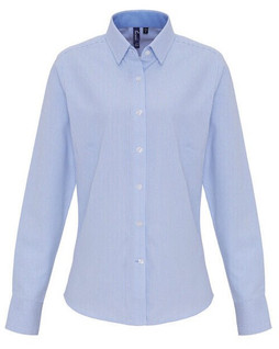 Premier Workwear PR338 - Womens Cotton-Poly Oxford Striped Semi-Fitted Shirt
