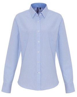 Premier Workwear PR338 - Women's Cotton-Poly Oxford Striped Semi-Fitted Shirt