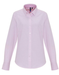 Premier Workwear PR338 - Womens Cotton-Poly Oxford Striped Semi-Fitted Shirt