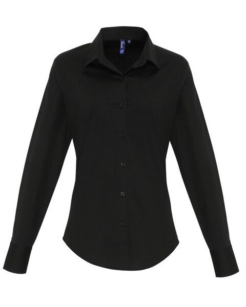 Premier Workwear PR344 - Women's Stretch Cotton Poplin Long Sleeve Shirt